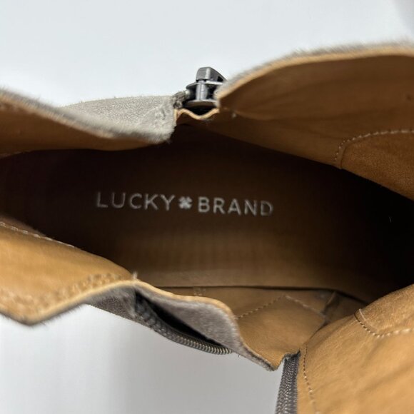 Lucky Brand Noryn Gray Suede Ankle Boots Leather Size 9.5M - Picture 6 of 10